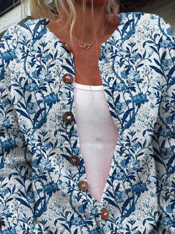 TIVERLY™ | VINTAGE FLORAL BUTTON-FRONT CARDIGAN