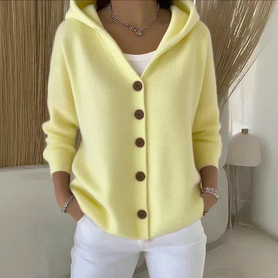 Scarlett | Hooded Button Up Knit Cardigan