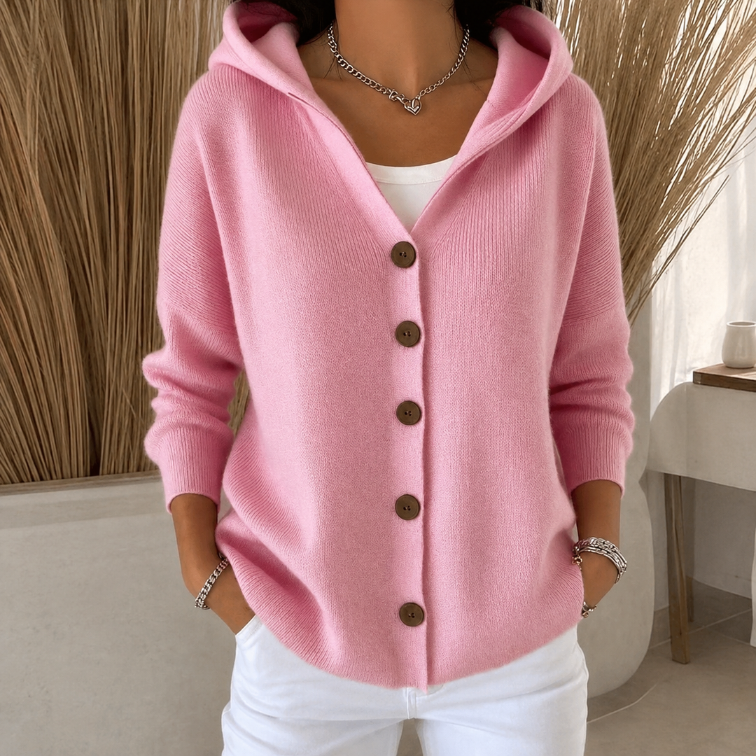 Scarlett | Hooded Button Up Knit Cardigan