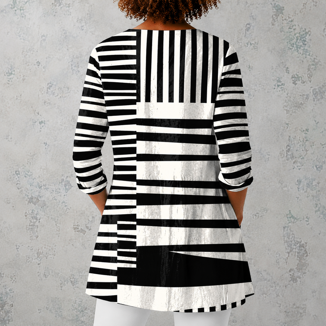 Chloe | Long Top with Colourful Stripes