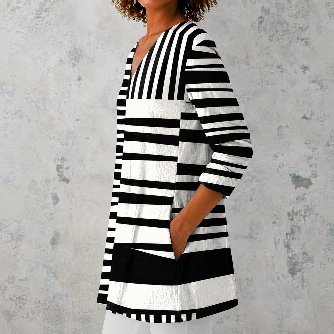 Chloe | Long Top with Colourful Stripes