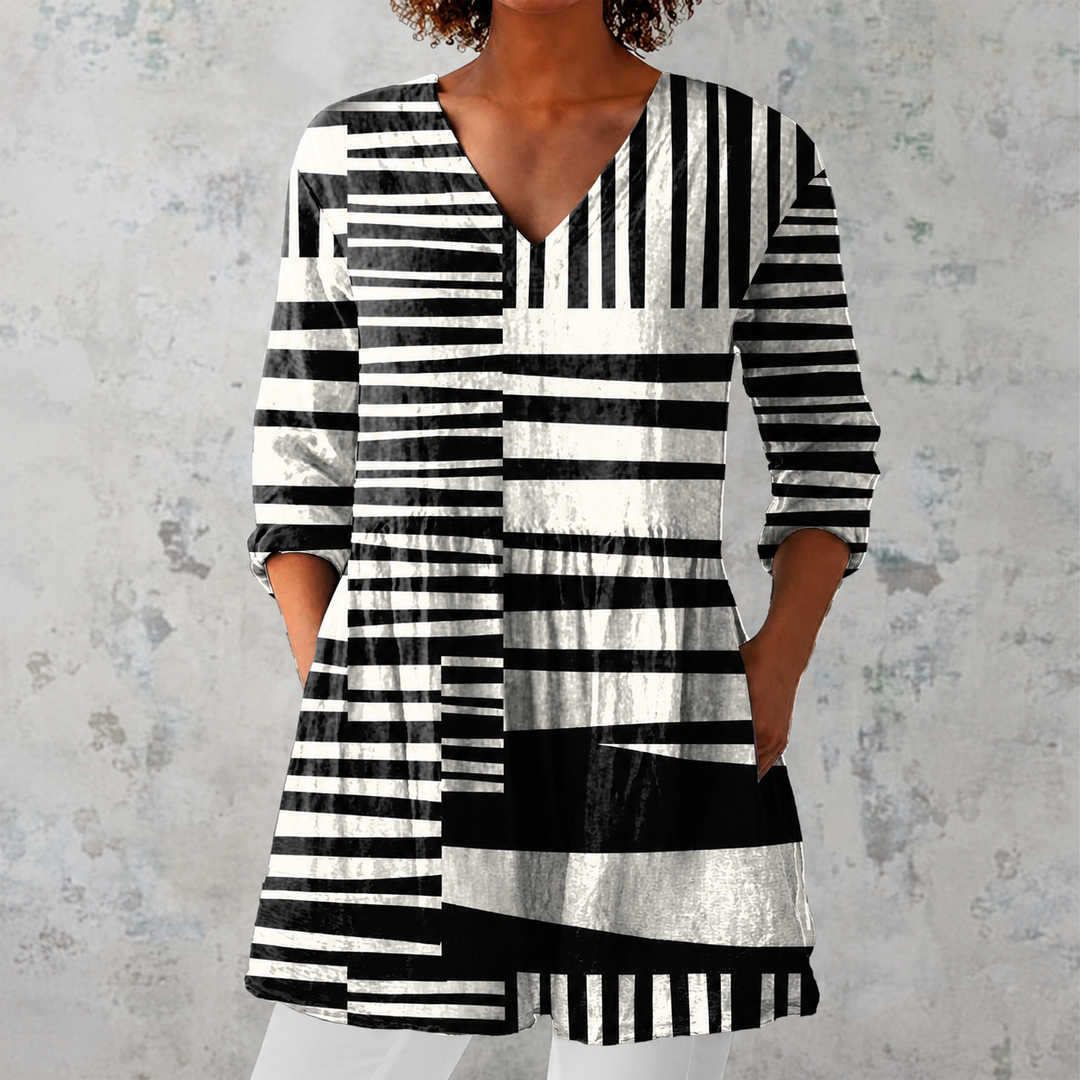 Chloe | Long Top with Colourful Stripes