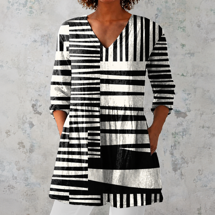 Chloe | Long Top with Colourful Stripes
