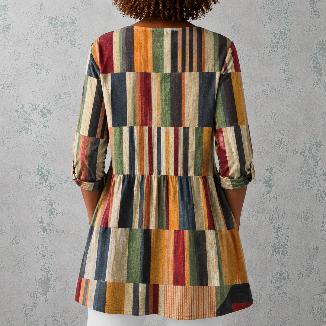 Chloe | Long Top with Colourful Stripes