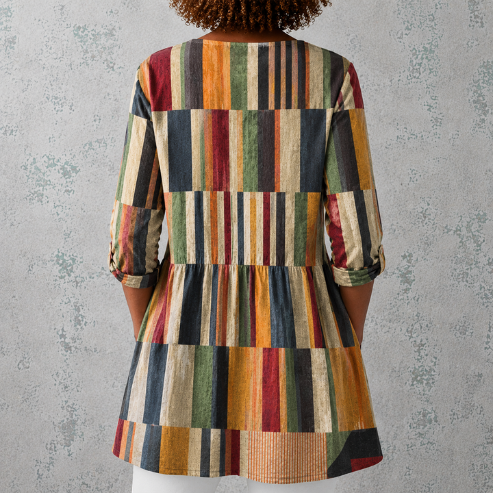 Chloe | Long Top with Colourful Stripes