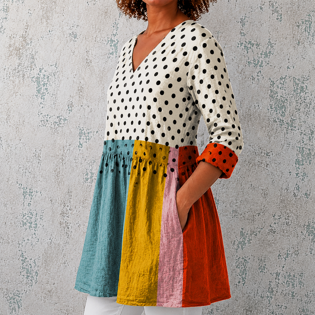 Chloe | Long Top with Colourful Stripes