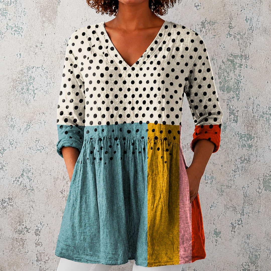 Chloe | Long Top with Colourful Stripes