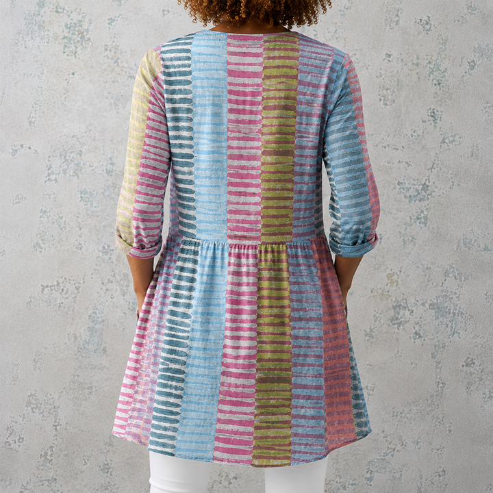 Chloe | Long Top with Colourful Stripes