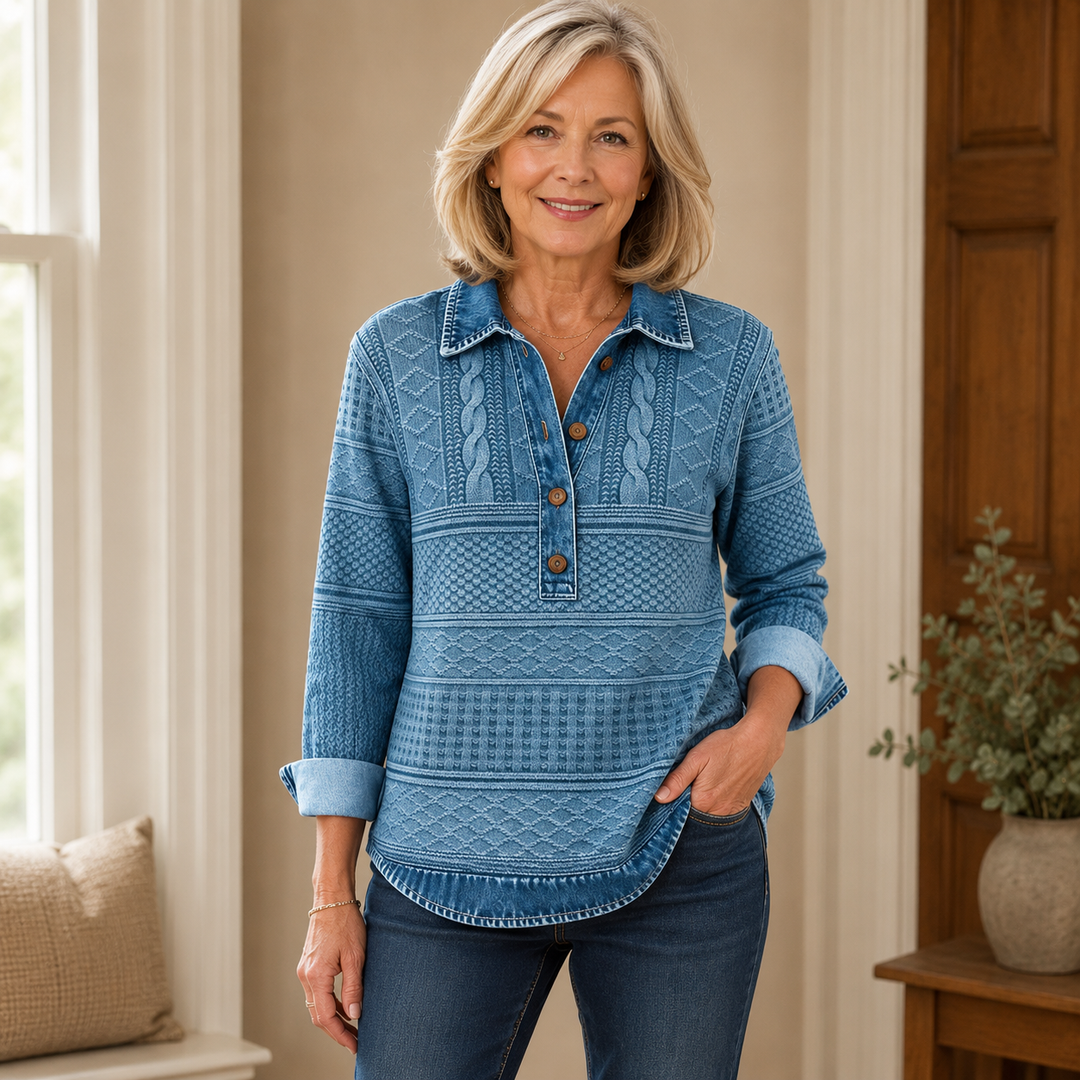 Britt | Vintage Cable Knit Collared Jumper