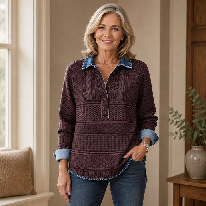 Britt | Vintage Cable Knit Collared Jumper