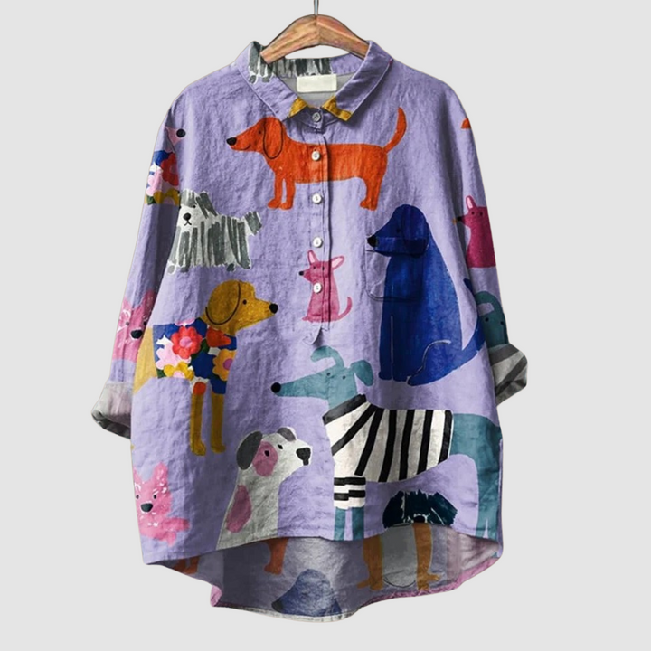 Kathleen™ Dog printed loose shirt