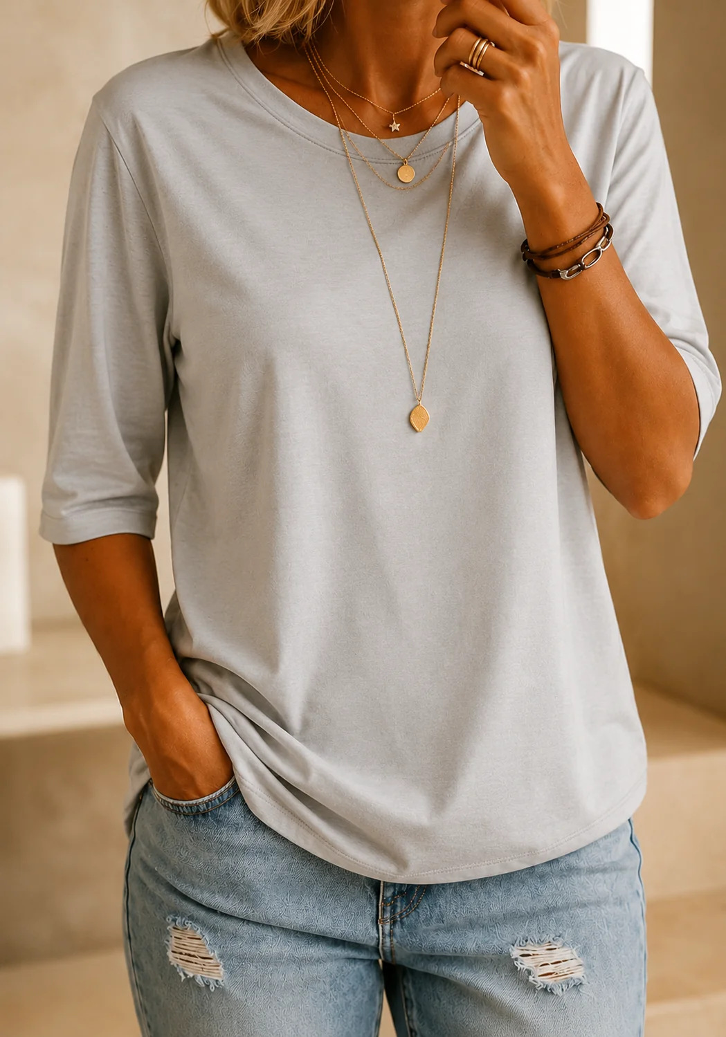 Tess | Relaxed Everyday Half-Sleeve Tee
