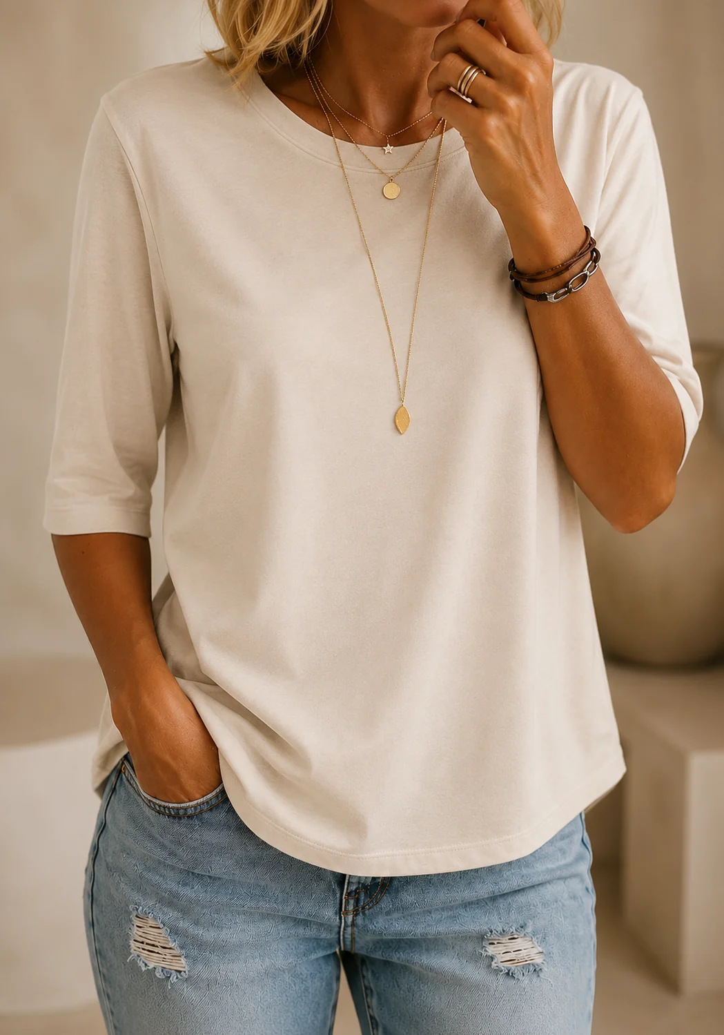 Tess | Relaxed Everyday Half-Sleeve Tee
