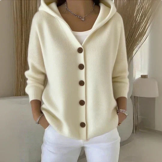 Scarlett | Hooded Button Up Knit Cardigan