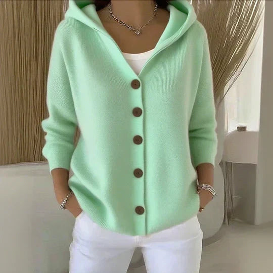 Scarlett | Hooded Button Up Knit Cardigan